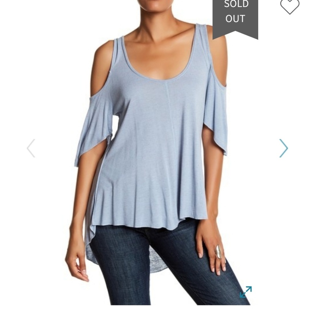 Olive & oak hi low cold should sky blue top NWT
